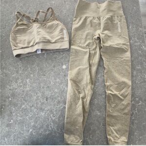 Gymshark Tan Sports Bra and Leggings Set